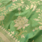 Lime Light Green Floral Jangla Weaved Banarasi Silk Saree