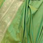 Lime Light Green Floral Jangla Weaved Banarasi Silk Saree