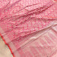 Coral Pink Big Flower Design Weaved Banarasi Silk Saree