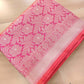 Coral Pink Big Flower Design Weaved Banarasi Silk Saree