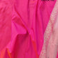 Coral Pink Big Flower Design Weaved Banarasi Silk Saree