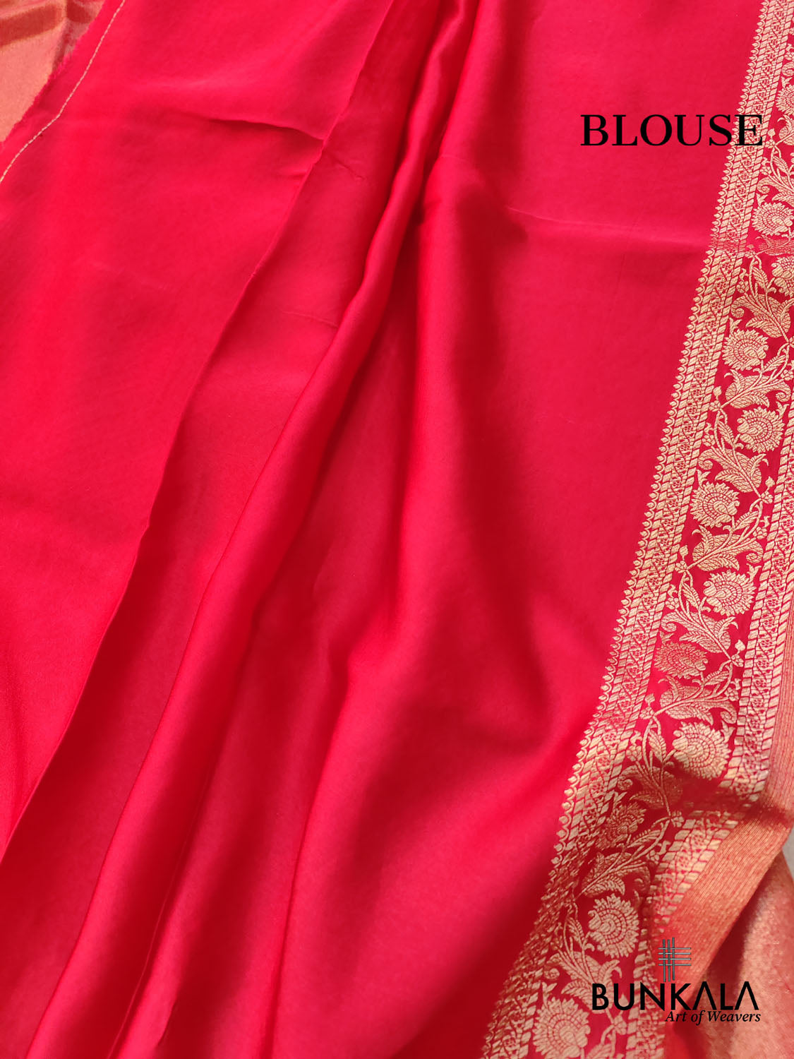 Red Intricate Border Plain Banarasi Tissue Mashru Silk Saree