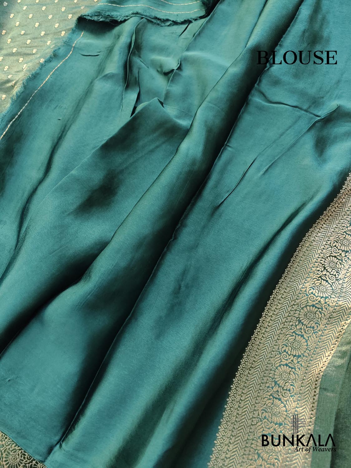 Aqua Green Small Buti Banarasi Tissue Mashru Silk Saree