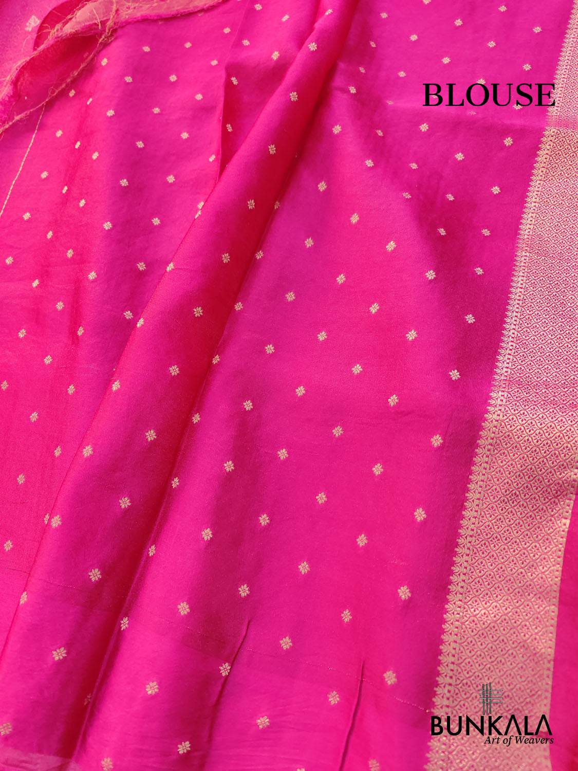 Hot Pink Leaf Buta Geometric Tanchui Banarasi Tissue Mashru Silk Saree