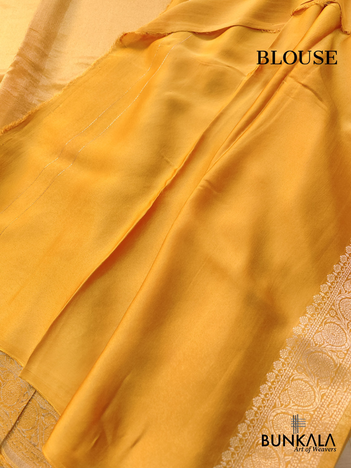 Golden Yellow Plain Banarasi Tissue Mashru Silk Saree