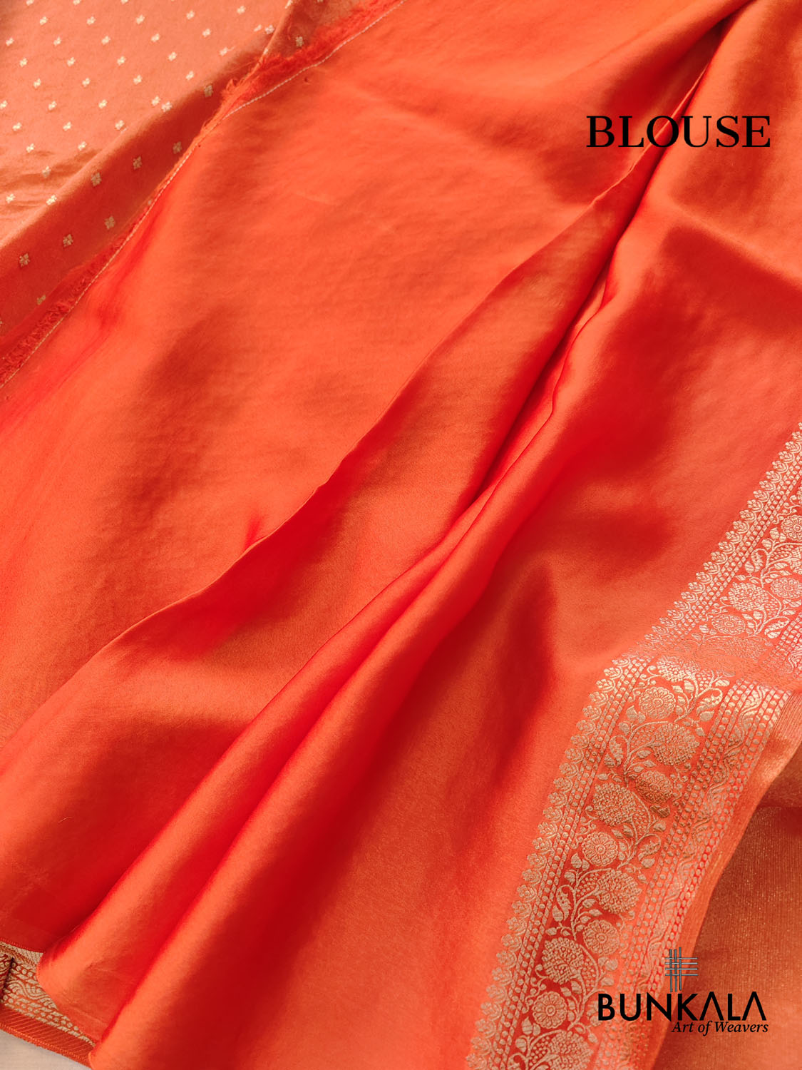 Orange Small Buti Banarasi Tissue Mashru Silk Saree