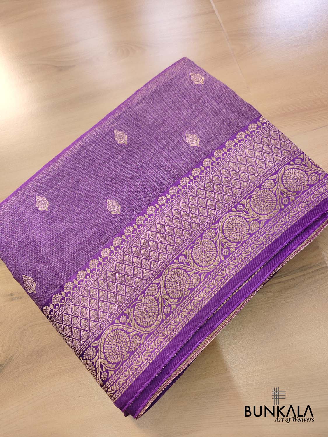 Purple Small Buti Banarasi Tissue Mashru Silk Saree