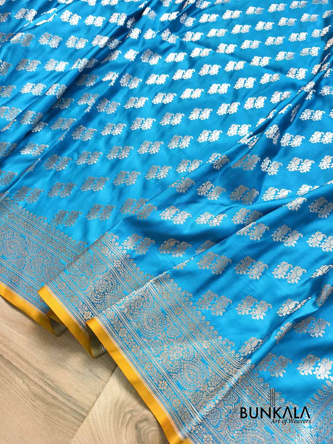 Blue Small Motif Weaved Banarasi Mashru Silk Saree
