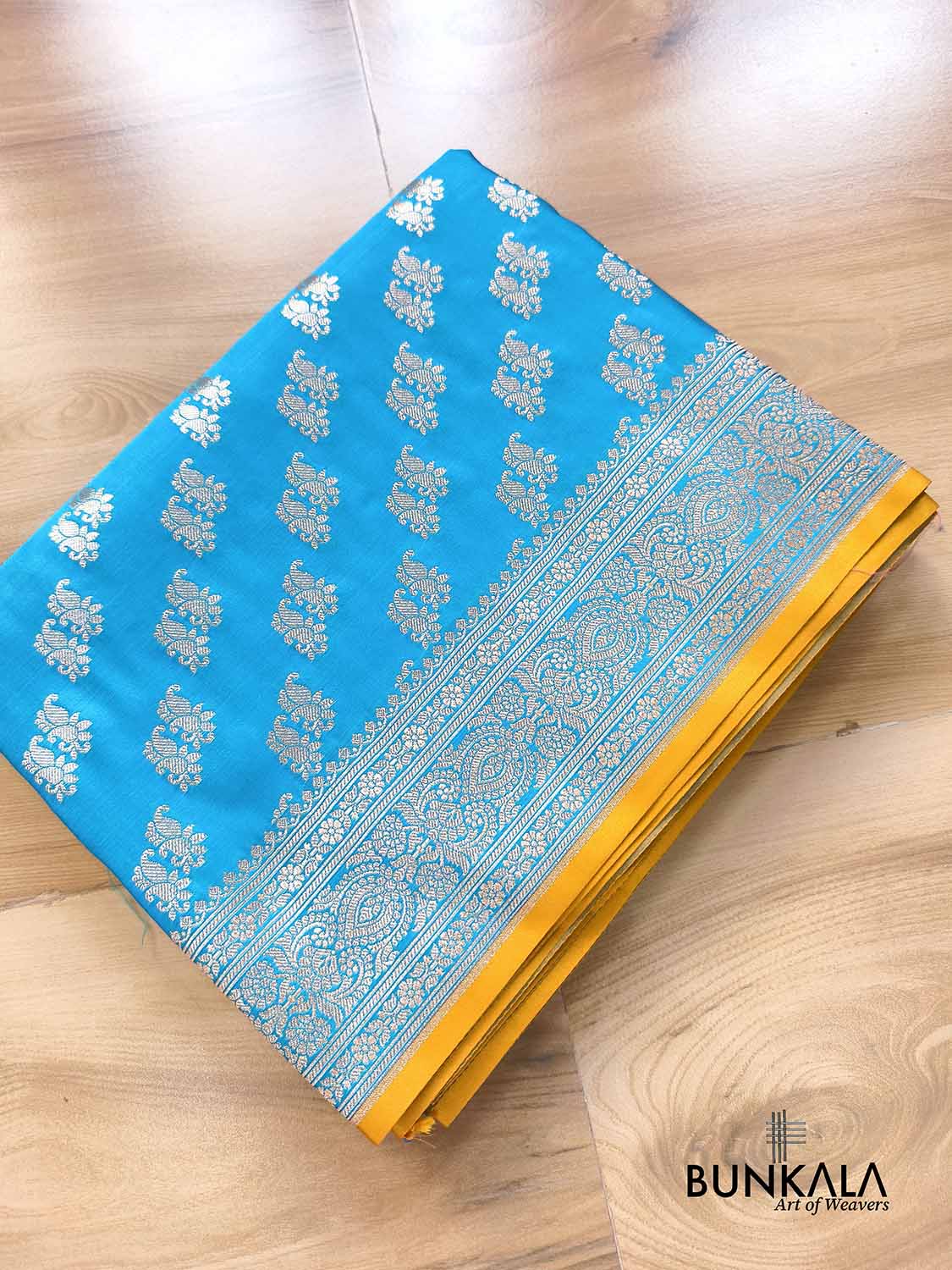 Blue Small Motif Weaved Banarasi Mashru Silk Saree