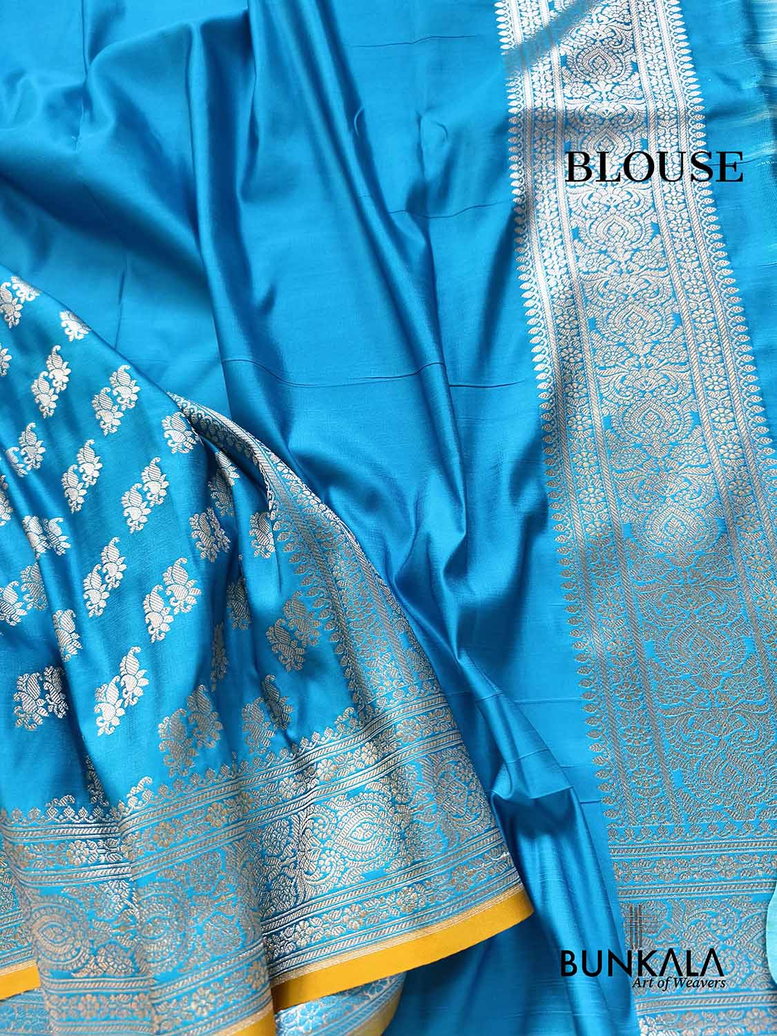 Blue Small Motif Weaved Banarasi Mashru Silk Saree