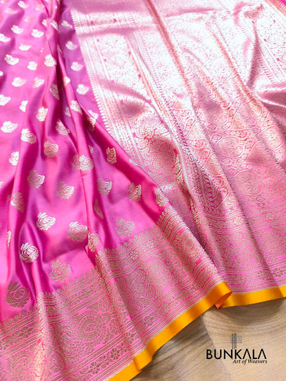 Pink Small Motif Weaved Banarasi Mashru Silk Saree