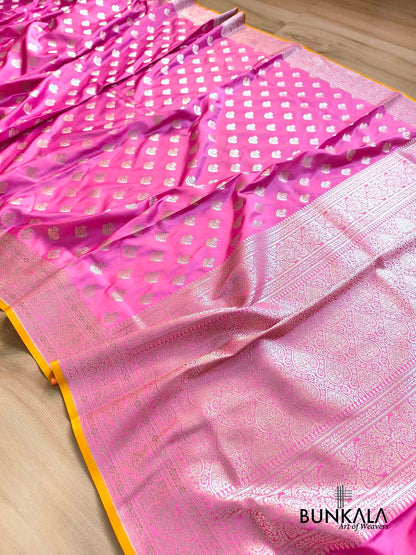 Pink Small Motif Weaved Banarasi Mashru Silk Saree