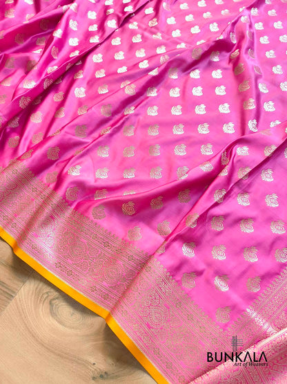 Pink Small Motif Weaved Banarasi Mashru Silk Saree