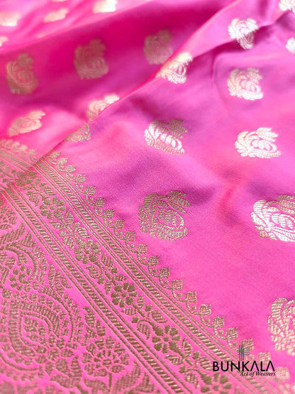 Pink Small Motif Weaved Banarasi Mashru Silk Saree
