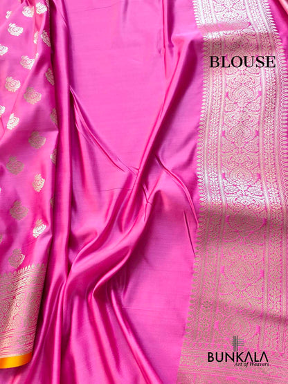 Pink Small Motif Weaved Banarasi Mashru Silk Saree
