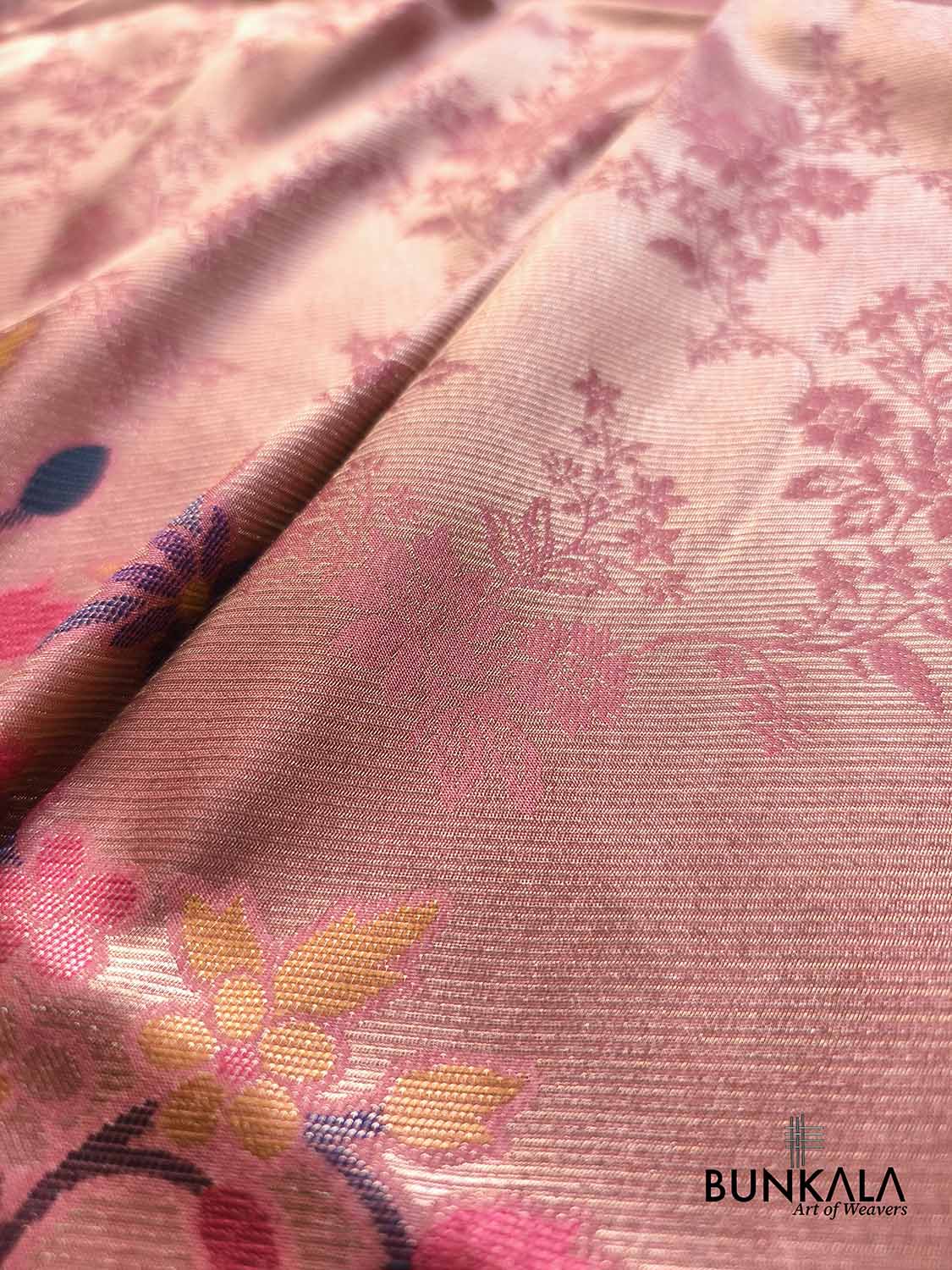 Nude Pink Paithani Banarasi Floral Meenakari Pallu Weaved Resham Silk Saree