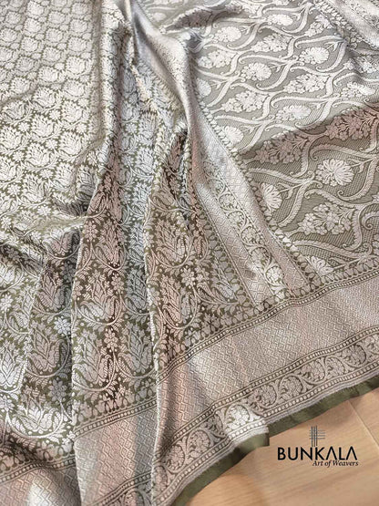 Green Pure Katan Silk Brocade Banarasi Handloom Saree