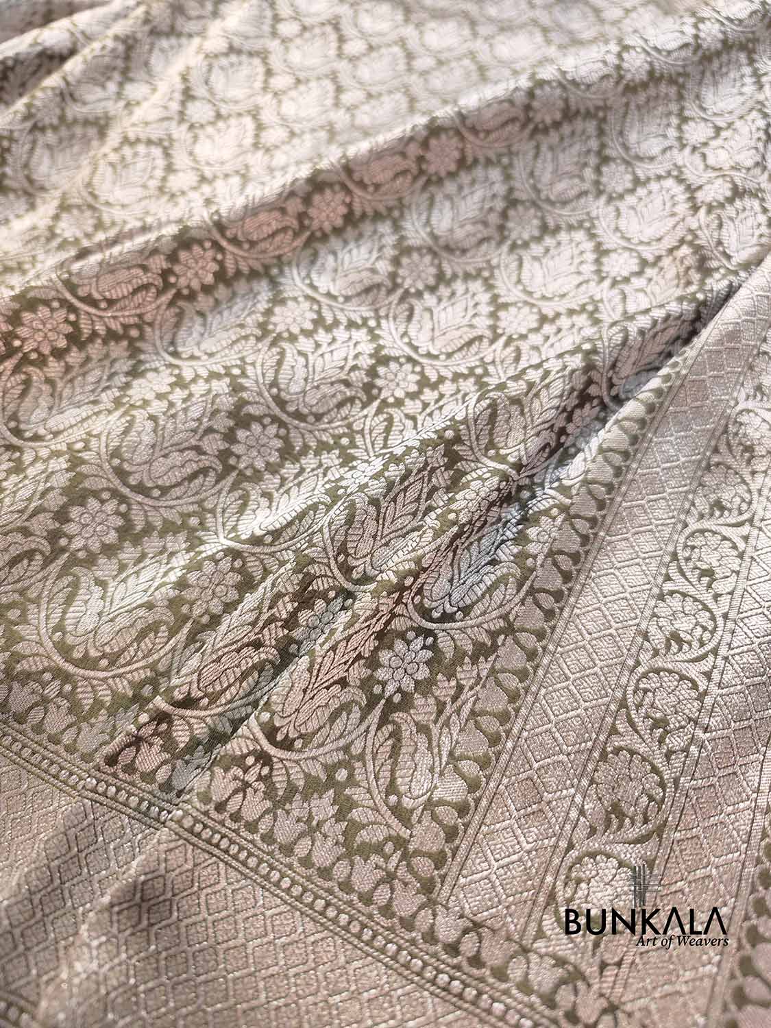 Green Pure Katan Silk Brocade Banarasi Handloom Saree