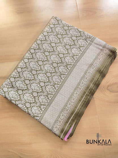 Green Pure Katan Silk Brocade Banarasi Handloom Saree