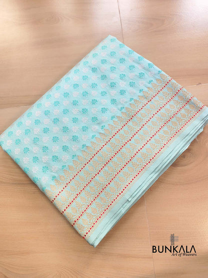 Sky Blue Pure Katan Silk Buti Banarasi Handloom Saree