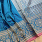 Blue Double Shaded Pure Katan Silk Plain Banarasi Handloom Saree