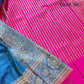 Blue Double Shaded Pure Katan Silk Plain Banarasi Handloom Saree