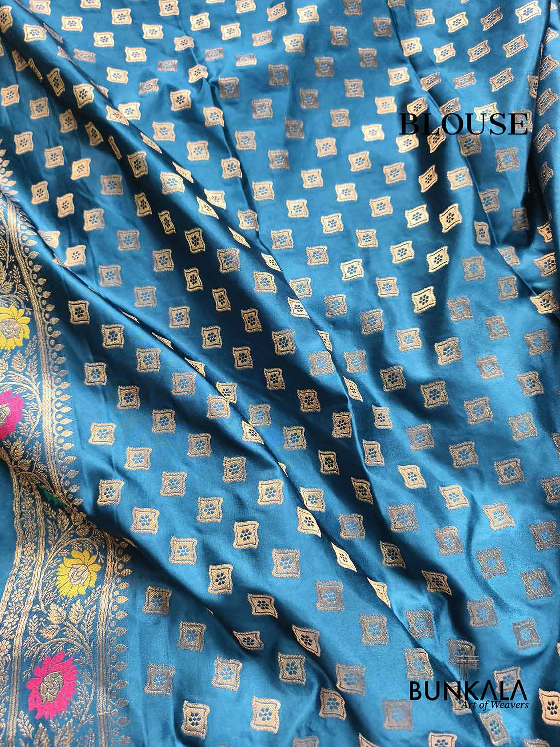 Aqua Blue Floral Meenakari Jaal Banarasi Mashru Silk Saree