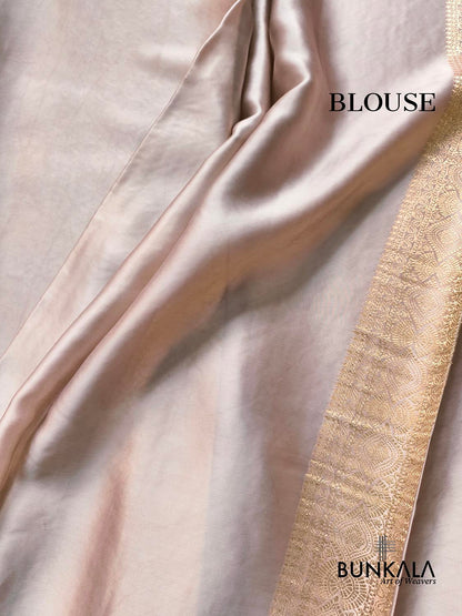 Pastel Elephant and Bird Floral Jaal Banarasi Mashru Silk Saree