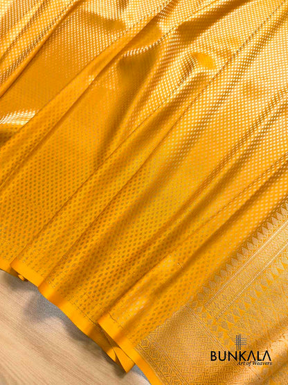 Yellow Buti Banarasi without Border Mashru Silk Saree