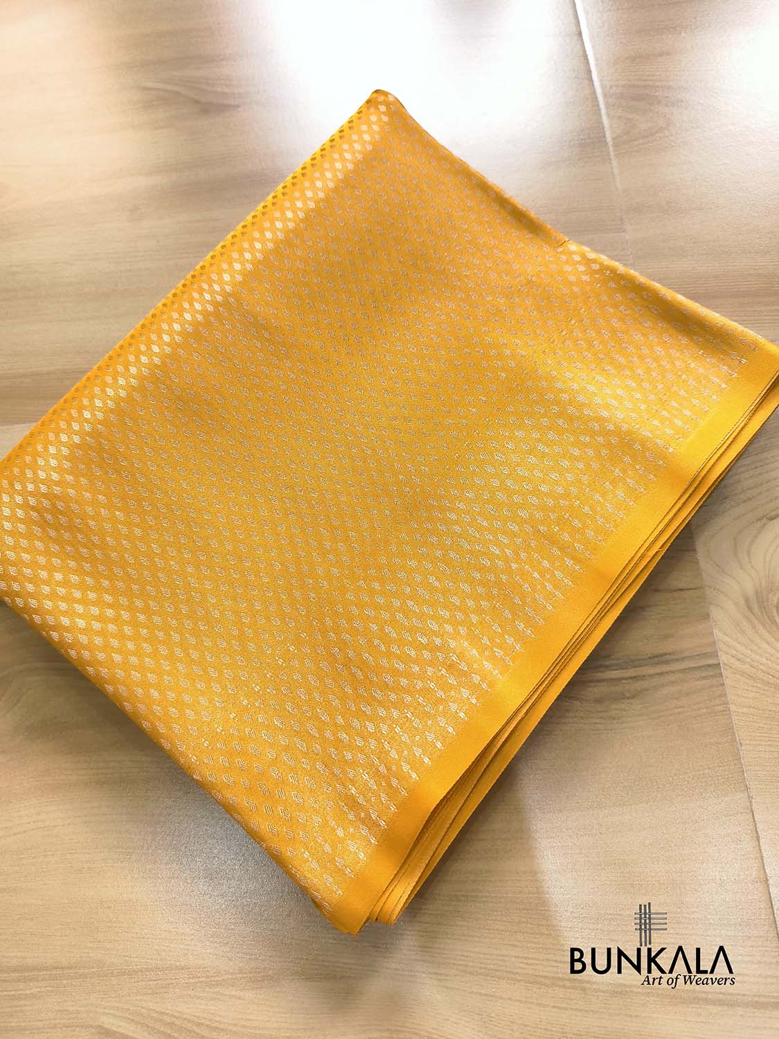 Yellow Buti Banarasi without Border Mashru Silk Saree