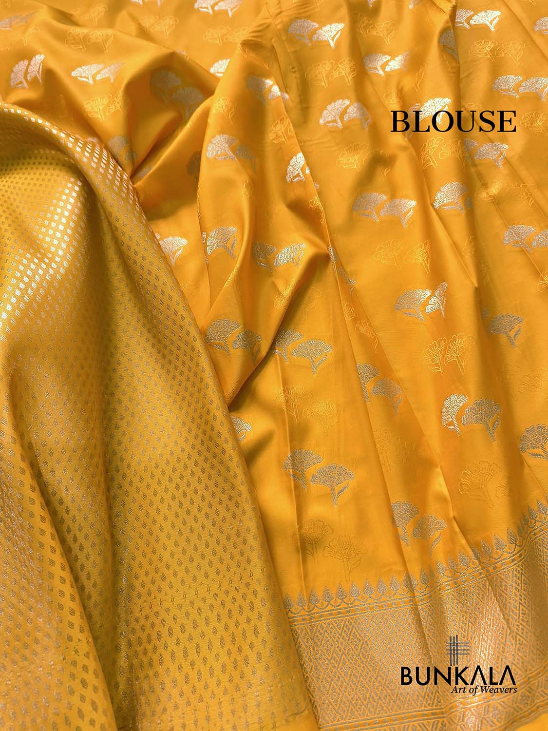 Yellow Buti Banarasi without Border Mashru Silk Saree