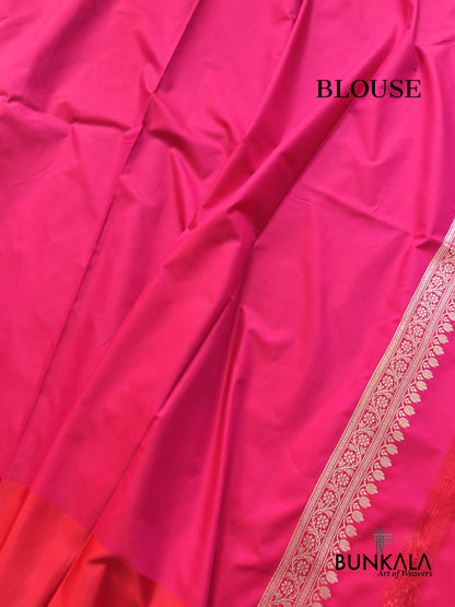 Pink Dual Shaded Traditional Buta Weaved Banarasi Silk Saree