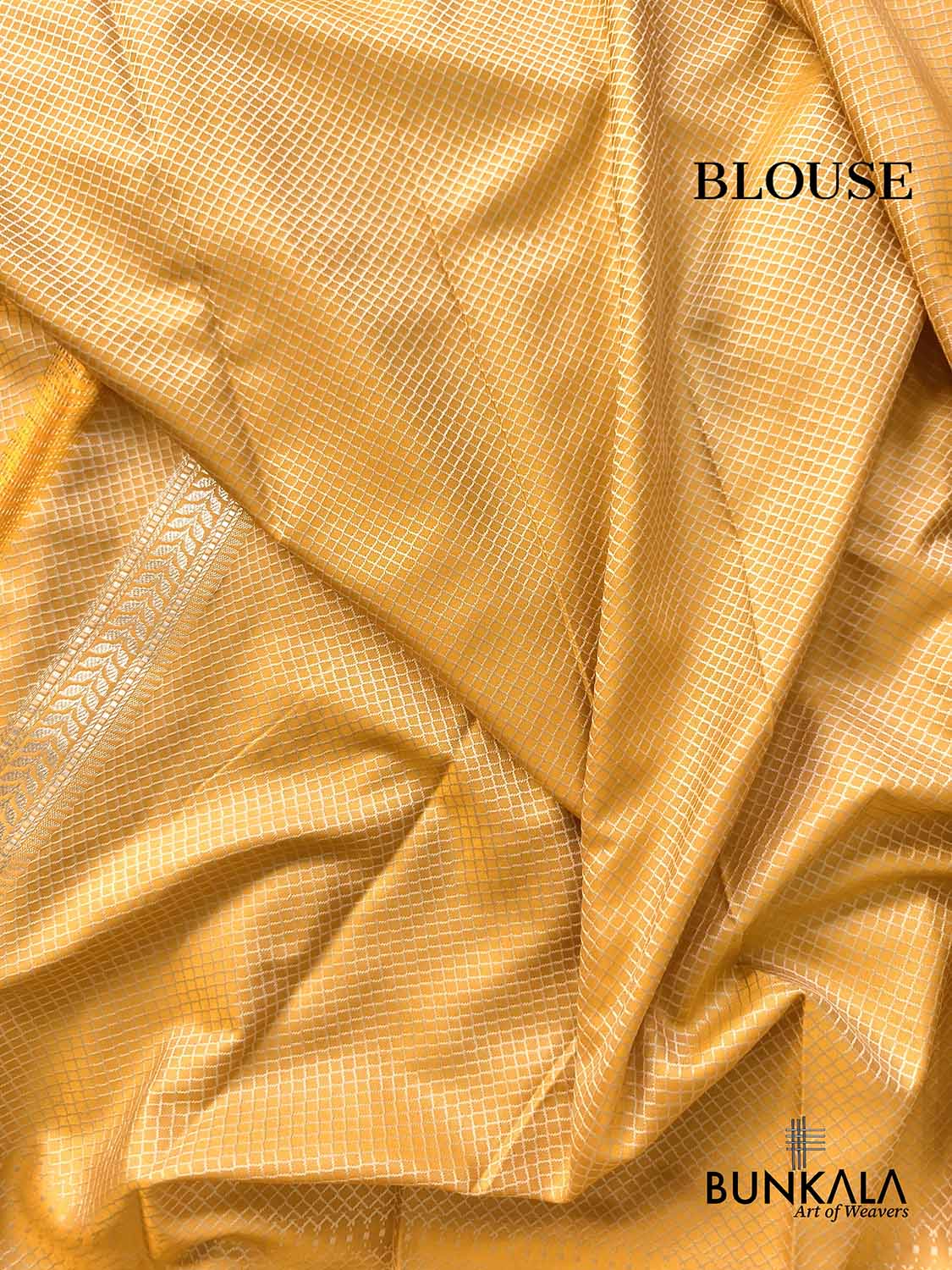 Rich Mustard Yellow Jamewar Chevron Konia Floral Border Weaved Banarasi Mashru Silk Saree