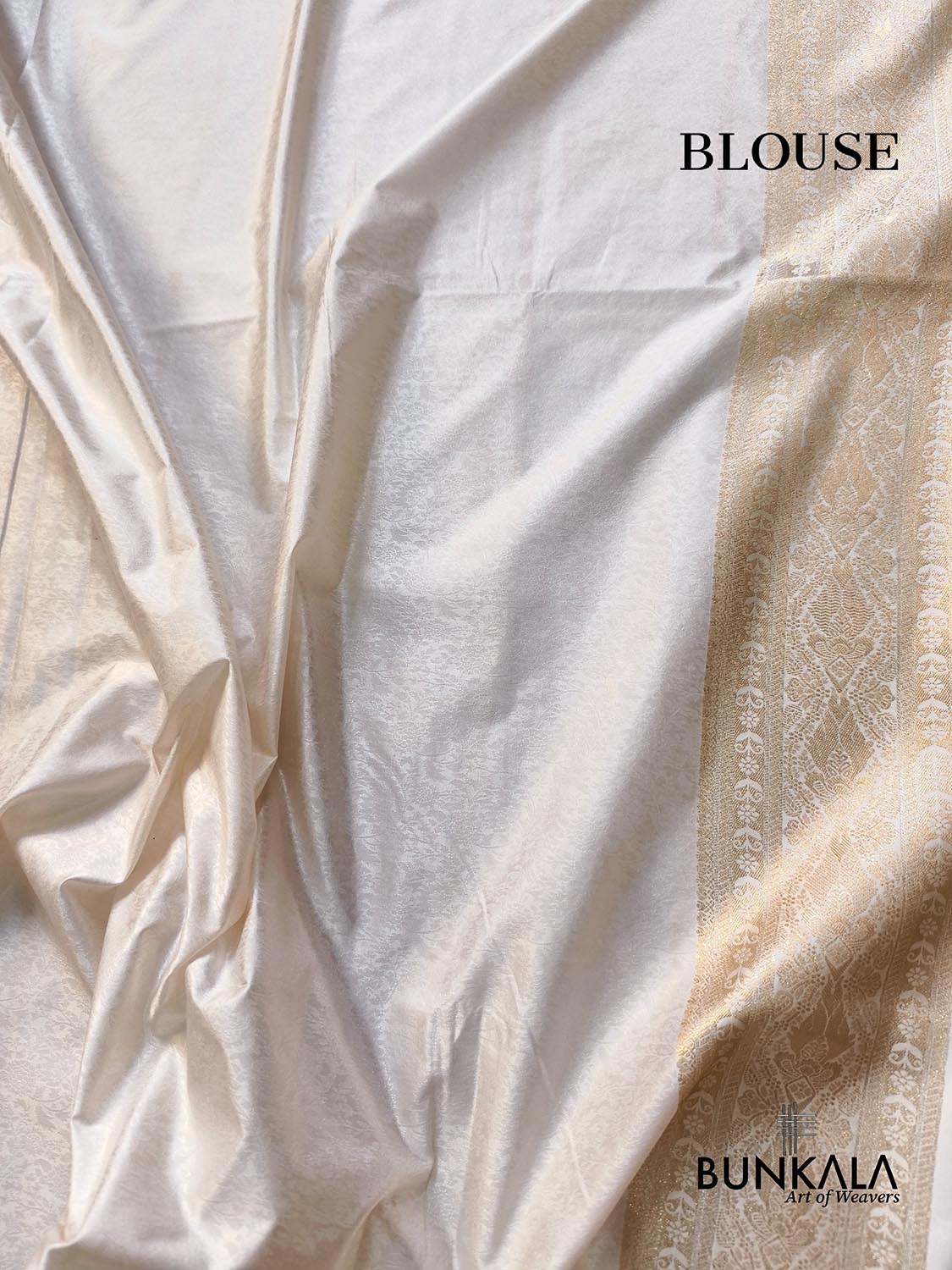 White Flower Brocade Meenakari Weaved Banarasi Mashru Silk Saree