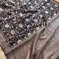 Jet Black Sona Rupa Pure Georgette Floral Jaal Design Handloom Banarasi Saree