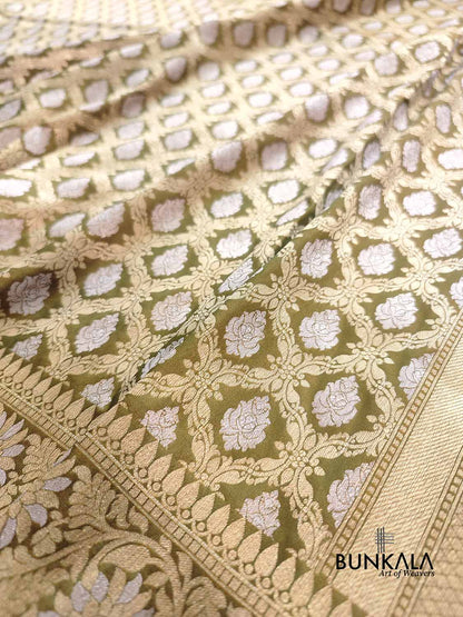 Green Silk Traditional Jaal Banarasi Saree