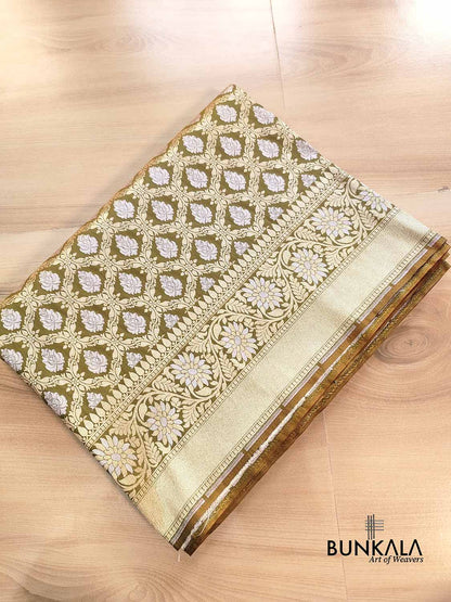 Green Silk Traditional Jaal Banarasi Saree