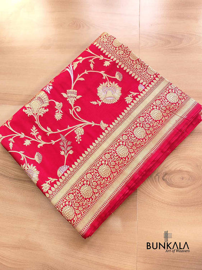 Red Silk Floral Jaal Banarasi Saree