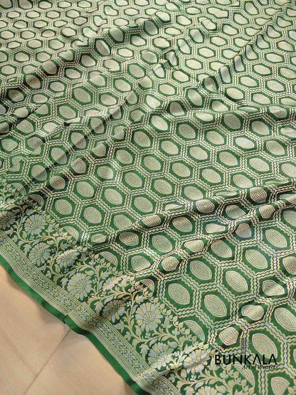 Green Silk Geometrical Banarasi Saree
