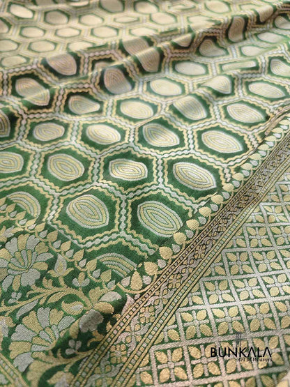 Green Silk Geometrical Banarasi Saree