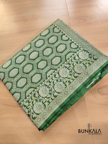 Green Silk Geometrical Banarasi Saree