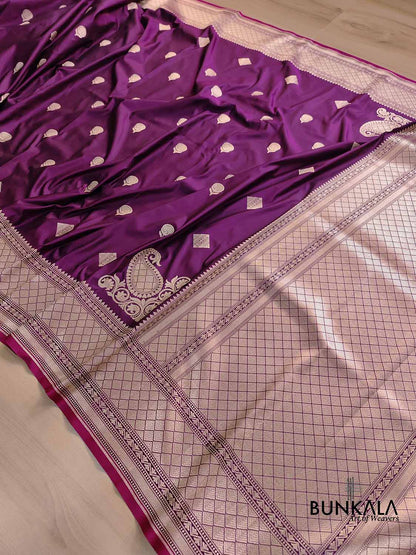Purple Koniya Buta Banarasi Mashru Silk Saree