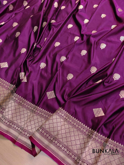 Purple Koniya Buta Banarasi Mashru Silk Saree