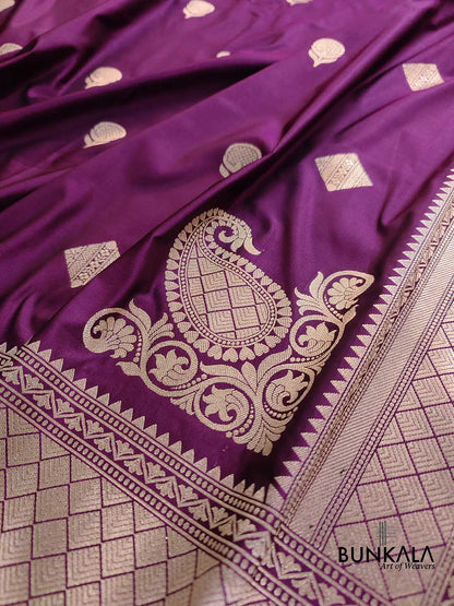 Purple Koniya Buta Banarasi Mashru Silk Saree