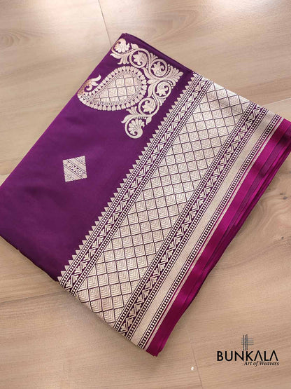 Purple Koniya Buta Banarasi Mashru Silk Saree