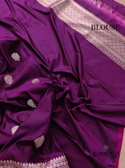 Purple Koniya Buta Banarasi Mashru Silk Saree