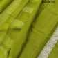 Mehendi Green Allover Silver Zari Buti Handloom Banarasi Pure Khaddi Chiffon Saree