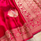 Reddish Pink Birds Jharokha Design Sona Rupa Banarasi Mashru Organza Silk Saree