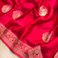 Reddish Pink Birds Jharokha Design Sona Rupa Banarasi Mashru Organza Silk Saree