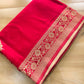 Reddish Pink Birds Jharokha Design Sona Rupa Banarasi Mashru Organza Silk Saree